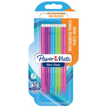 Paper Mate non-stop vulpotloden | 0,7 mm | HB #2 | diverse kleuren | 10 stuks