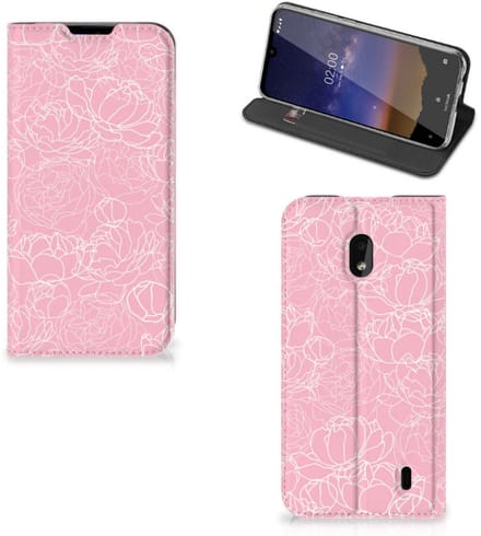 Nokia 2.2 Smart Cover White Flowers