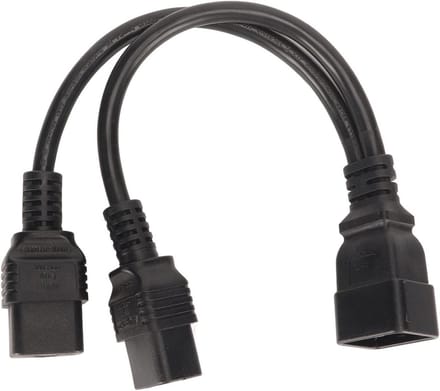 Dubbele Stroomkabel - Y-Splitter Kabel - Apparaten Voeden - Stevige Verbinding - 032 meter - Zwart