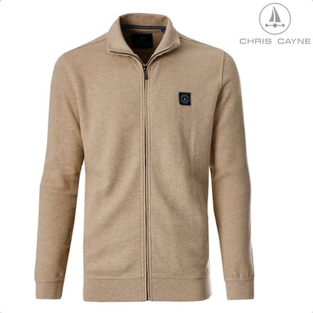 Chris Cayne vest - XXL - zand - structuur - rits - zijzakken - mode - jacquard - melange