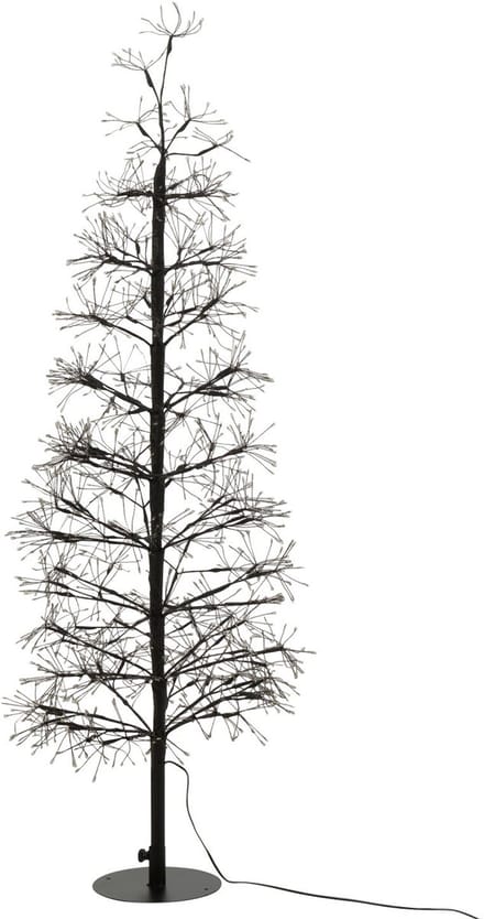 J-Line decoratie Boom - warm witte lichten - ijzer - zwart - medium - LED lichtjes