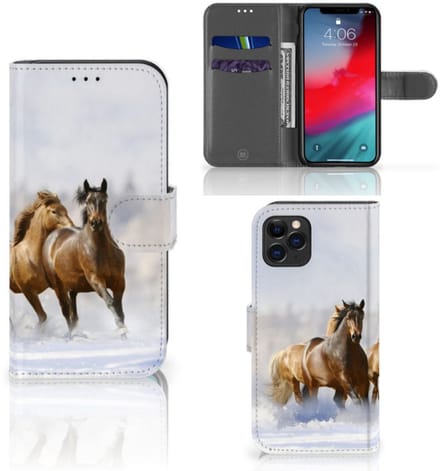 Apple iPhone 11 Pro Telefoonhoesje met Pasjes Paarden