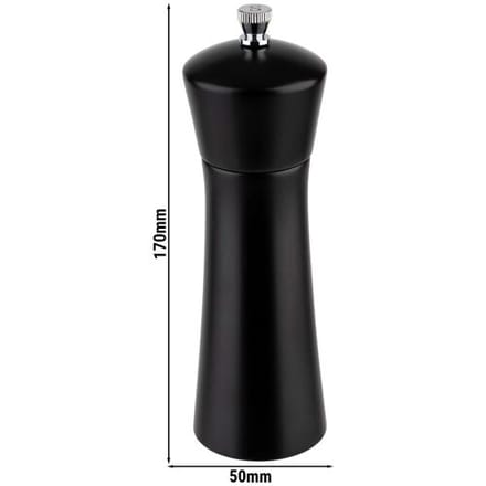 GGM Gastro (6 Stück) Salzmühle - MIDNIGHT - Holz - Höhe: 170mm - Schwarz