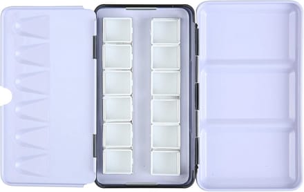 Brustro Box of 12 empty metal half containers for watercolor (pans included)