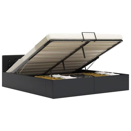 vidaXL - Bedframe - hydraulisch - kunstleer - zwart - 180x200 - cm
