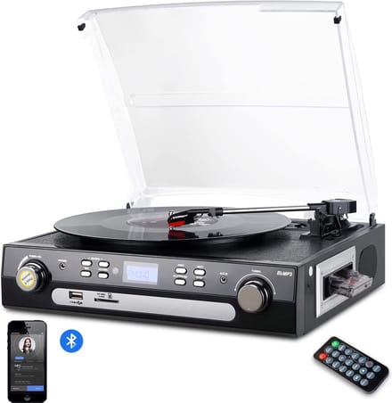 DIGITNOW Platenspeler M36 - Bluetooth Vinyl met Stereo Speakers - 33/45/78 Toeren - Zwart