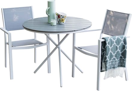 Parma tuinmeubelset tafel, 2 stoelen grijs.