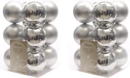 Decoris kerstballen - 24x st - zilver - D6 cm - kunststof - mat/glans - kerstversiering
