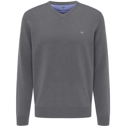 Fynch-Hatton Trui Uni Katoen V-Hals Steel / male