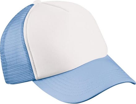 Myrtle Beach Volwassenen Unisex 5 Panel Polyester Mesh Cap (Wit/lichtblauw)