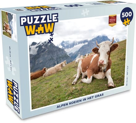 Puzzel Koeien - Weide - Alpen - Legpuzzel - Puzzel 500 stukjes