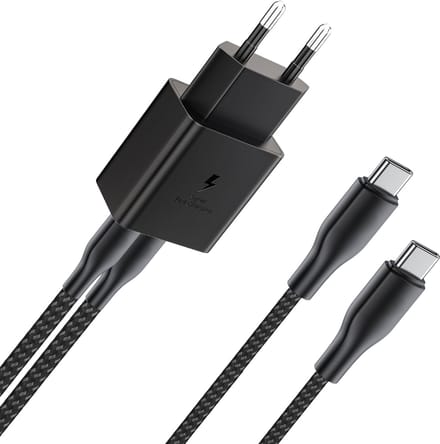 Usb C oplader geschikt voor Samsung super fast charging - 2 poorten - oplader - snellader - met usb C kabels - usb C adapter - 45w - 1 Meter