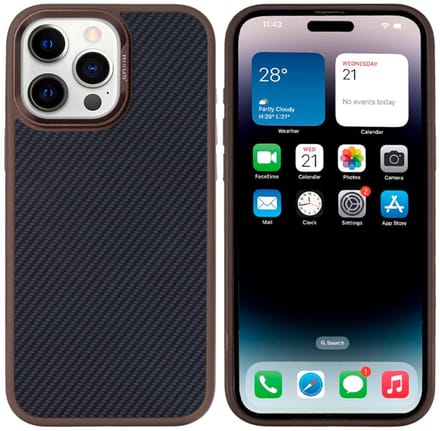 Rixus Mag Carbon With MagSafe For Apple iPhone 15 Pro Brown