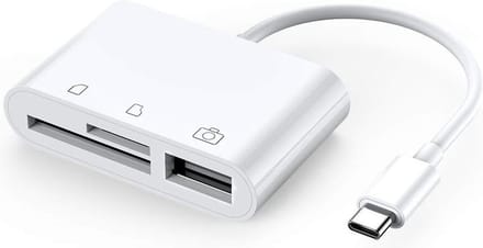 USB-C Camera Connection kit 3 in 1 voor iPhone 15, iPad & andere apparaten met USB-C aansluiting / USB 3.0 / MICRO SD