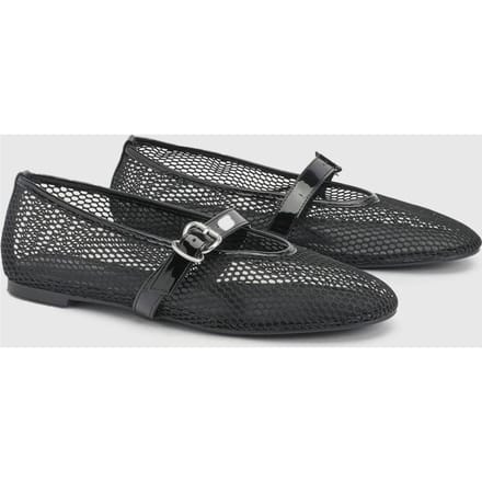 boohoo Dames Mesh Mary Jane Ballerina's | Zwart | Maat: 41