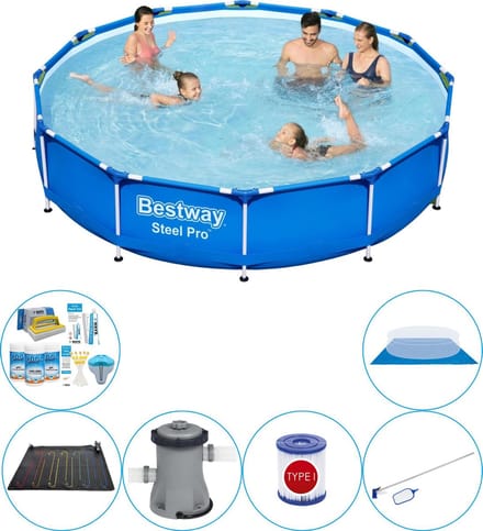 Zwembad Met Accessoires - 7-delig - Steel Pro Rond 366x76 cm