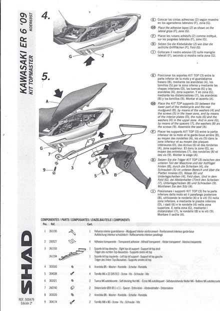 shad topkoffersteun voor kawasaki boot na 2009 nieuw