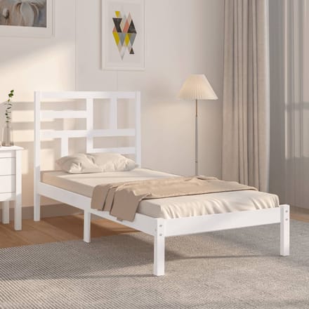 vidaXL - Bedframe - massief - hout - wit - 100x200 - cm