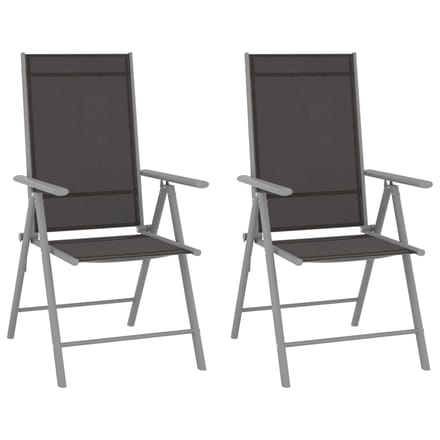 vidaXL - Opklapbare - stoelen, - 2 - stuks, - Textilene, - zwart