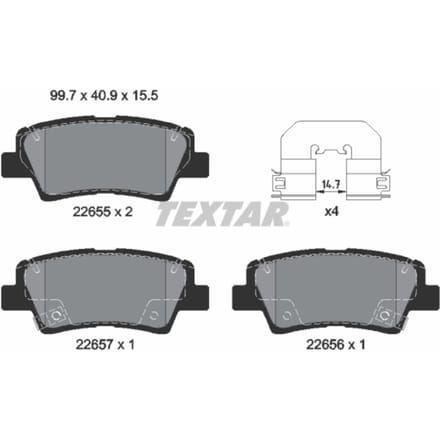 Remblokset TEXTAR 2265501, achter