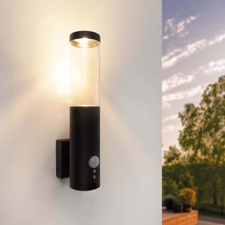 Ledvion - LED Wandlamp met Sensor - GU10 - IP44 - Zwart