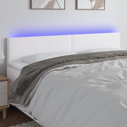 vidaXL - Hoofdbord - LED - 200x5x78/88 - cm - kunstleer - wit