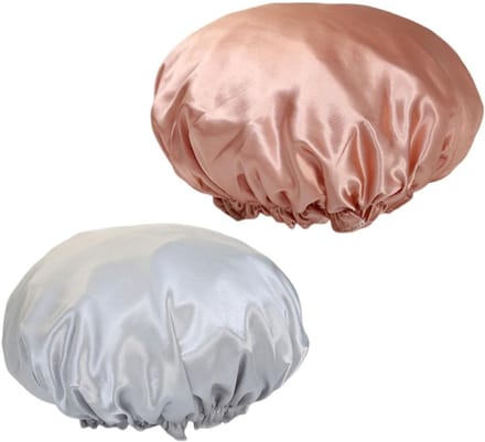 Waterdichte Douchenkap voor Vrouwen en Meisjes, 2 Stuks, Elastische Herbruikbare Douchenkap voor Bad, Spa en Make-up (Roze Goud + Grijs)