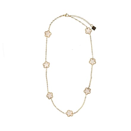 Manfield - Dames - Goudkleurige bloemetjes ketting - Maat 1