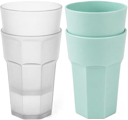 Plasticforte onbreekbare drinkglazen - 10x stuks - kunststof/plastic - mix van twee kleuren - 521 ml - 13 cm