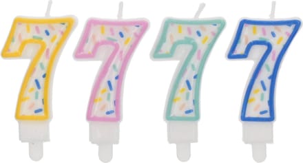 Folat - Kaars Sprinkles Cijfer 7 Assorti - 9 cm