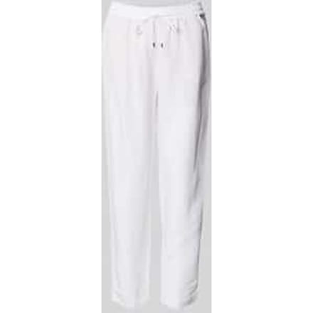 straight fit stoffen broek van viscosemix met linnenaandeel