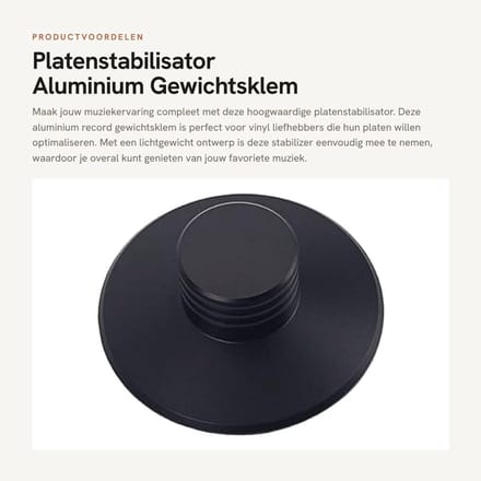 Dailygoods- Gewichtstabilisator Lichtgewicht - Aluminium - Platenstabilisator - LP Vinyl - CD-speler - Vermindert trillingen - Platengewicht