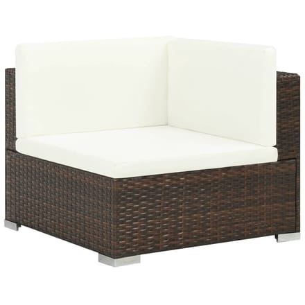 vidaXL - 6-delige - Loungeset - met - kussens - poly - rattan - bruin