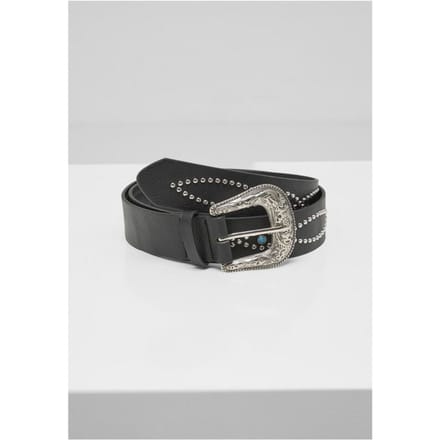 Urban Classics Synthetic Leather Western Rivet Belt Unisex Riem - zwart - S-M