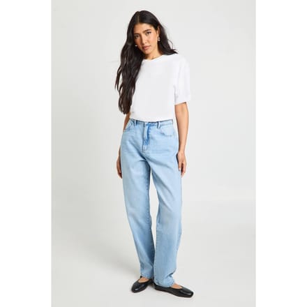boohoo Dames Tall Basics Hoge Taille Mom Jeans | Bleach Wash | Maat: 6