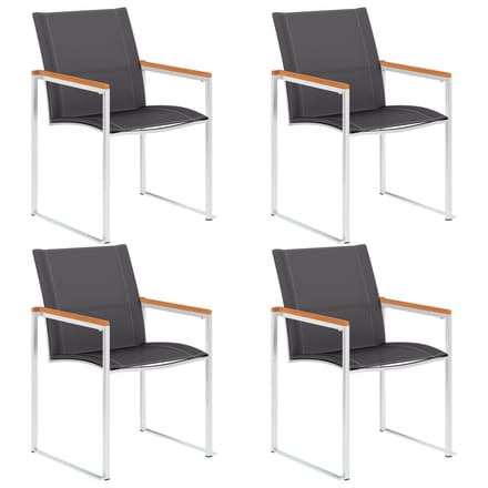 vidaXL - Tuinstoelen - 4 - st - textileen - en - roestvrij - staal - grijs