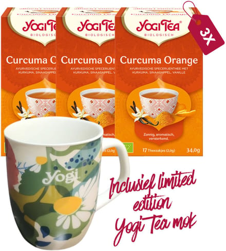 Yogi Tea Curcuma Orange Bio - 3 pakjes - inclusief limited edition Yogi Tea mok