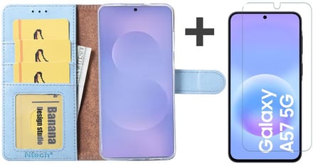 Hoesje met Screenprotector Geschikt voor Samsung Galaxy A57 – Arara bookcase met pasjeshouder - Blauw