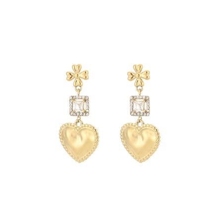 Oorbellen Luxury Strass Heart - Wit - Party - Feestdagen - Kerst
