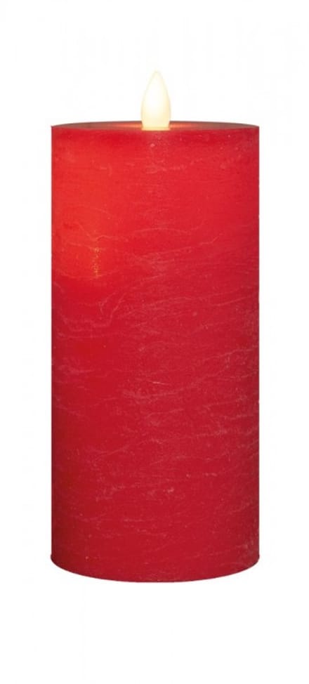 Stompkaars rustiek wax bewegende vlam 15x7,5 cm rood Anna's Collection