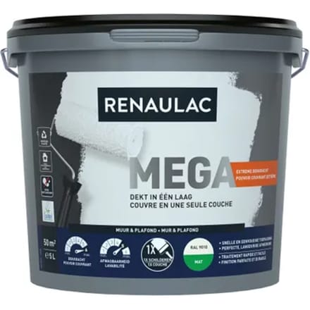 Renaulac Méga Muurverf - Mat - Ral9010 - 5l