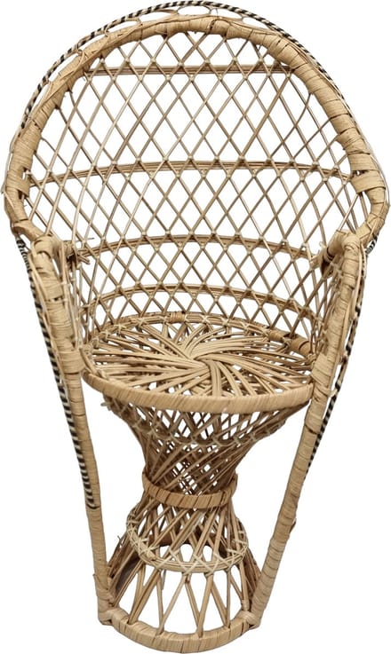 Rieten Pauwenstoel stoel groot rotan retro poppenstoel