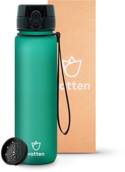Vatten® Waterfles 1 Liter - Drinkfles - Drinkbus - Donkergroen - Incl. Fruit Filter - 100% Lekvrij