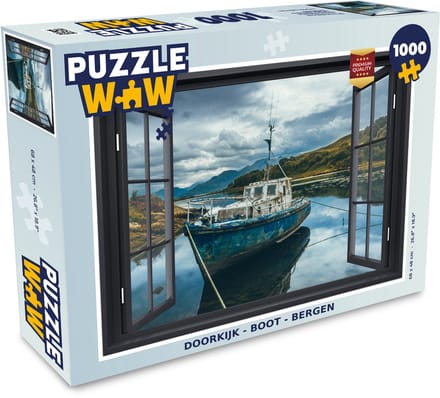 Puzzel Doorkijk - Boot - Berg - Legpuzzel - Puzzel 1000 stukjes volwassenen
