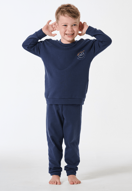 Pyjama lange interlock manchetten donkerblauw - Kids Nightwear 98