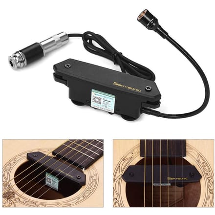 SKYSONIC T-902 Actieve Soundhole Pickup Transducer + Microfoon zwart