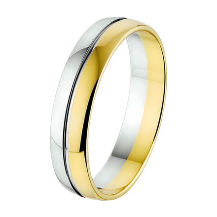 14K Bicolor Geel- En Witgoud Geel/Wit Ring A418 - 5 Mm Zonder Steen 4207659