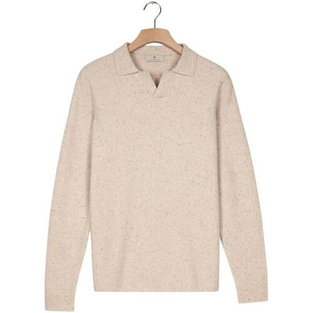 Thomas Maine Trui New England Donegal Merino Wool Structure Knit Off White / male