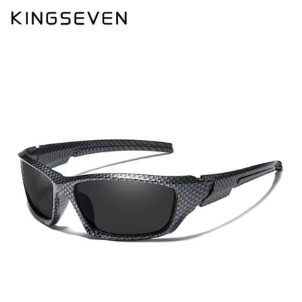 KINGSEVEN 768 Unisex Zonnebril - Wraparound model - Carbon-Look Frame met Donkere lenzen