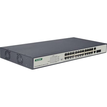 DIGITUS DN-95343 24 Port Fast Ethernet PoE Switch 19 Inch Unmanaged 2 Uplinks